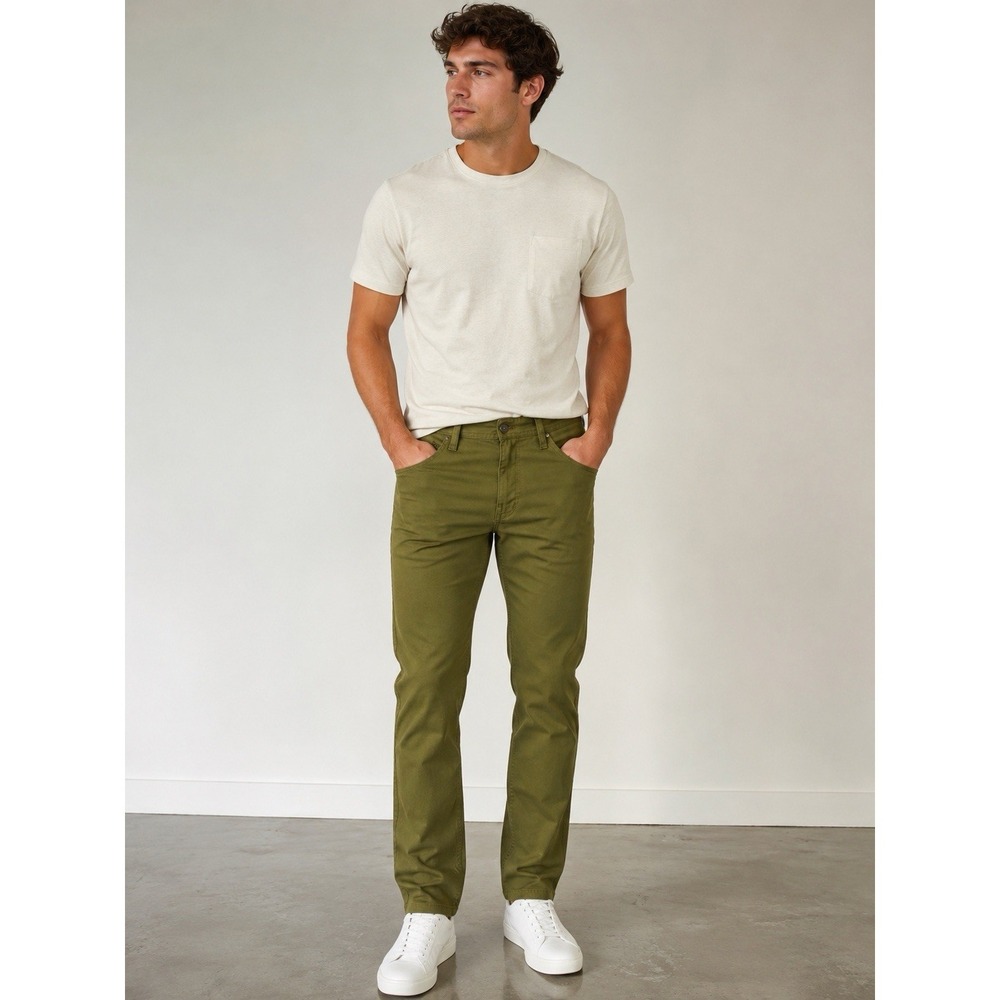 JACHS Men's Olive Army 5 Pocket Pants 30X32 Straight Stretch Chino Jeans NWT